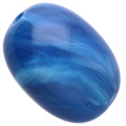 21x15 mm Cuenta con forma de oliva en resina opaca - Azul real jaspeado x1