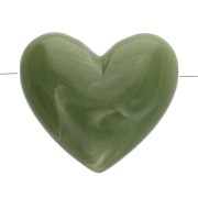 Cuentas corazón de resina opaca 13x15 mm - agujero horizontal - jaspeado caqui x6