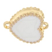 Entrepieza de núcleo texturado 14x12 mm con resina epoxi - Dorado - Blanco nacarado x1