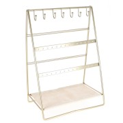 Joyero - Expositor de joyas 30x20,5 cm en metal Dorado y ante Beige x1