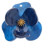 Colgantes flor en relieve de acero inoxidable acrílico azul real Dorado de 40 mm x2