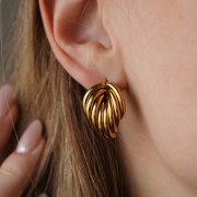 Pendientes de diseño 25x19 mm - Acero inoxidable Dorado 304 x2