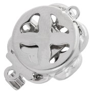 Cierre flor con clip de 14 mm con perla imitación nácar - Bronce blanco x1