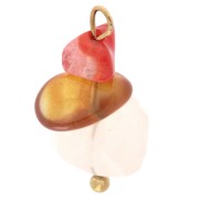 Dije de 16 mm imitación cornalina - Acero inoxidable 304 Dorado x1