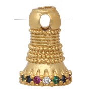 Charm étnico 11x7 mm con óxidos de circonio - Dorado con oro fino - Multicolor