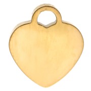 Colgante corazón 10x9 mm lazo y motivo epoxi - Acero inoxidable 304 Oro - Brillo rosa