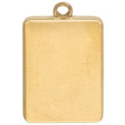 Colgante trébol rectángulo 18x12 mm - Acero inoxidable 304 Oro - Purpurina rosa