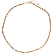 Collar de cordón trenzado de poliéster 4 mm - Acero inoxidable 304 Oro - Beige oscuro x46cm