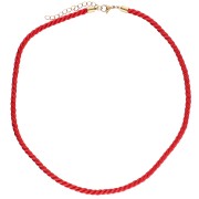 Collar cordón trenzado poliéster 4 mm - Acero inoxidable 304 Oro - Rojo x46cm
