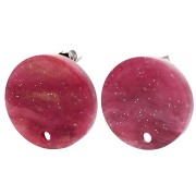 Pendientes redondos de acetato de 15 mm - Brillo burdeos jaspeado x2