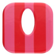 Colgante cuadrado de acetato, hueco 21 mm - Rosa - Rayas rojas x1