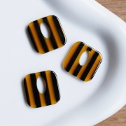 Colgante cuadrado de acetato 21 mm - Rayas marrón transparente - marrón oscuro