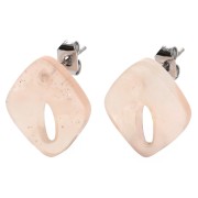 Pendientes diamante hueco 16x14mm acetato Jaspeado melocotón claro purpurinax2