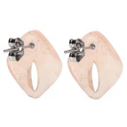 Pendientes diamante hueco 16x14mm acetato Jaspeado melocotón claro purpurinax2