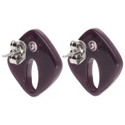 Pendientes de diamantes huecos 16x14 mm acrílico - Violeta jaspeado brillo x2