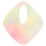 Colgante diamante hueco 28x25 mm acetato - Coral jaspeado - Amarillo - Azul Perla x1