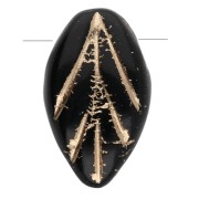 Cuentas de vidrio hoja 11x7 mm - Azabache - Oro x10