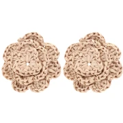 Pendientes flor rafia 36 mm - Beige x2