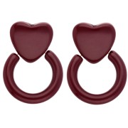 Bordeaux - Pendientes corazón y aro de resina 49x35 mm - Burdeos x2 Pendientes corazón y aro de resina 49x35 mm - Burdeos x2