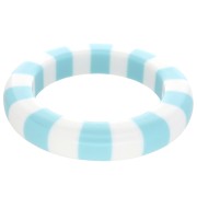 Pulsera de cuentas de resina opaca de 66 mm de grosor - Blanco - Azul cielo x1