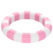 Pulsera de cuentas de resina opaca de 66 mm de grosor - Blanco - Rosa x1