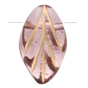 Cuentas de vidrio 11x7 mm - Amatista clara - Oro x10