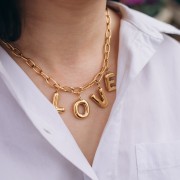 Cadena de eslabones ovalados Forçat 6,3 mm - Acero inoxidable 316L Oro x50cm