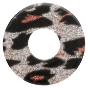 Colgante Donuts de acetato de 20 mm - Purpurina de leopardo negro - Naranja x1