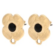 Pendientes flor 16x13 mm resina epoxi - Dorado oro fino - Negro x2