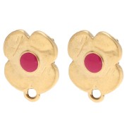 Pendientes flor 16x13 mm resina epoxi - Dorado oro fino - Rosa x2