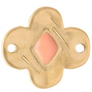 Entrepieza flor 19x17 mm con resina epoxi - Dorado con oro fino - Coral x1
