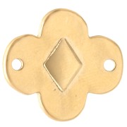 Entrepieza flor 19x17 mm con resina epoxi - Dorado con oro fino - Coral x1