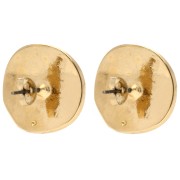 Pendientes redondos estriados 22 mm efecto ola - Dorados con oro fino x2