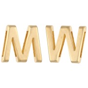 Letra alfabética 15x17 mm - M o W - para encaje de 10 mm - Dorado con oro fino x1
