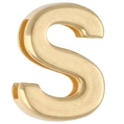 Empujador alfabeto letra 15x11 mm - S - para encaje de 10 mm - Dorado con oro fino x1