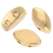 Cuenta navette redonda 8x4 mm - doble agujero - Dorado con oro fino x1