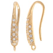 Ganchos para pendientes de 20 mm con óxido de circonio y aro - Dorado con oro fino x2