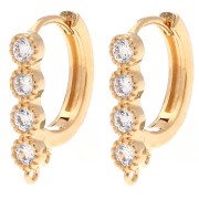 Barra 16x12,5 mm con CZ y 4 anillos abiertos - Dorado con oro fino x2