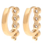 Barra 16x12,5 mm con CZ y 4 anillos abiertos - Dorado con oro fino x2