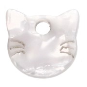 Colgante cabeza de gato de acetato 14,5x15,5 mm - Blanco nacarado x1