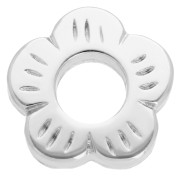 Cuentas redondas con forma de flor de 10,5 mm - Chapado en plata fina envejecida x4