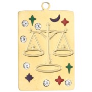 Colgante rectángulo 27,5x18 mm - signo del zodíaco Libra - acero inoxidable 304 Gold