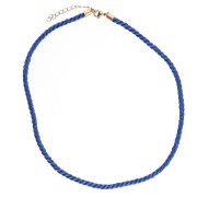 Collar de cordón trenzado de poliéster de 4 mm - Acero inoxidable 304 - Oro - Azul duro x1