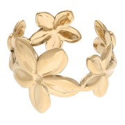 Anillo flor ajustable - S.50 a S.61 - Acero inoxidable 316L chapado en oro x1