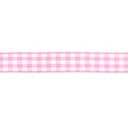 Cinta de guinga de poliéster de 10 mm - Rosa - Blanco x1m