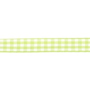 Cinta de guinga de poliéster de 10 mm - Verde claro - Blanco x1m