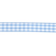 Cinta de guinga de poliéster de 10 mm - Azul claro - Blanco x1m