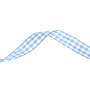 Cinta de guinga de poliéster de 10 mm - Azul claro - Blanco x1m
