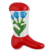 Perla Santiag - bota vaquera 24x17 mm cristal - Motivo floral - Rojo - Azul