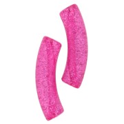 Cuentas tubo curvadas 32x8 mm acrilico transparente - Fucsia Glitter Plateado x6